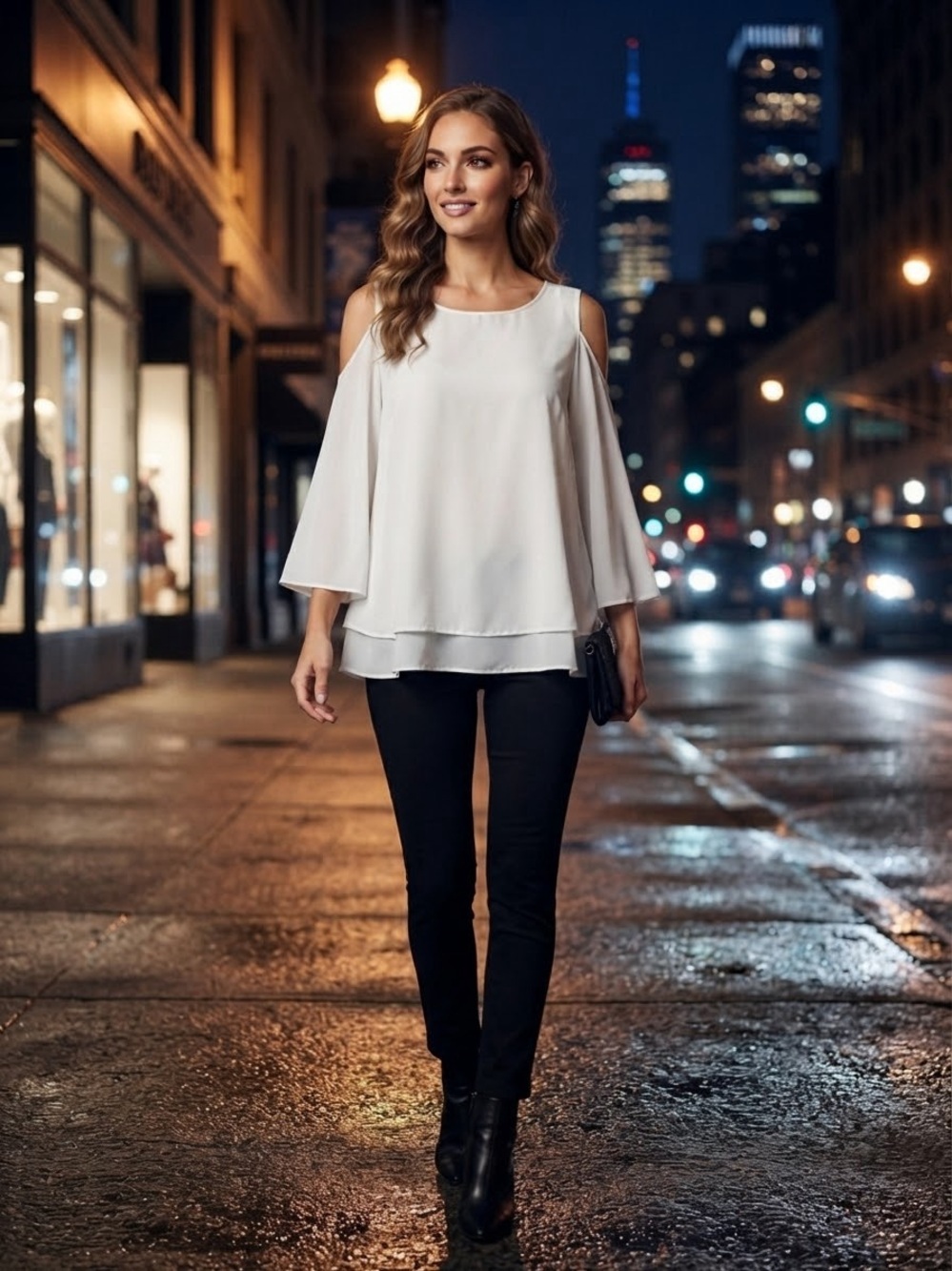 Chic Soul White Cold-Shoulder Women's Blouse